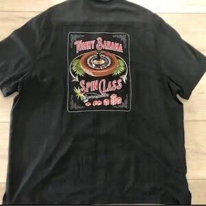 Tommy Bahama Spin class embroidered silk shirt